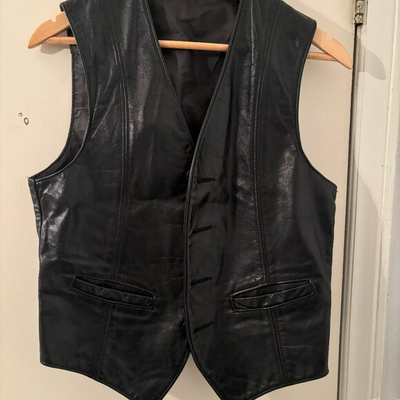 Black Leather Vest - Picture 1 of 7